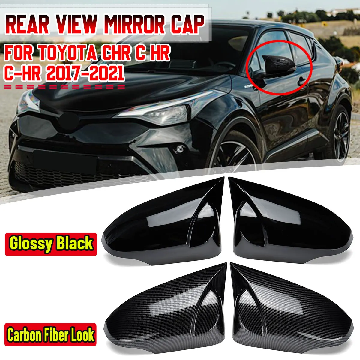 

2PCS Rearview Side Mirror Covers Cap For Toyota CHR C HR C-HR 2017-2021 For Toyota Corolla 2014-2017 Rear View Mirror Cover