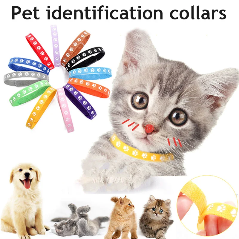 

6/12PcsDog's Collars Identification Chain Pet Supplies ID Collar Bands Fleece Colorful Distinguish Classic Puppy Pet Products