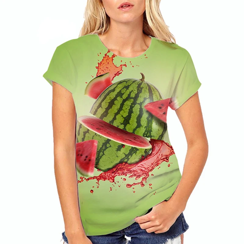 

Футболка женская оверсайз с 3D-принтом арбуза, Y2k