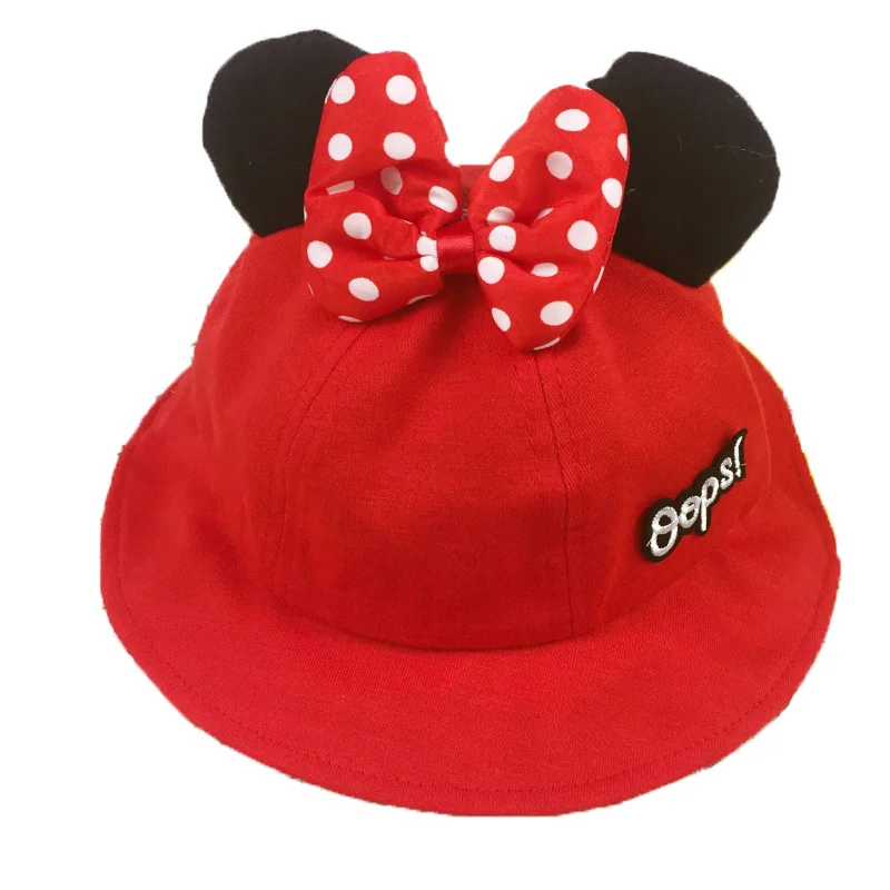 

Cartoon Anime Baby Children Cap Minnie Mouse Ears Bow Fisherman Hat Kids Boys Girls Sun Hat Casual Hats 1-4 Years