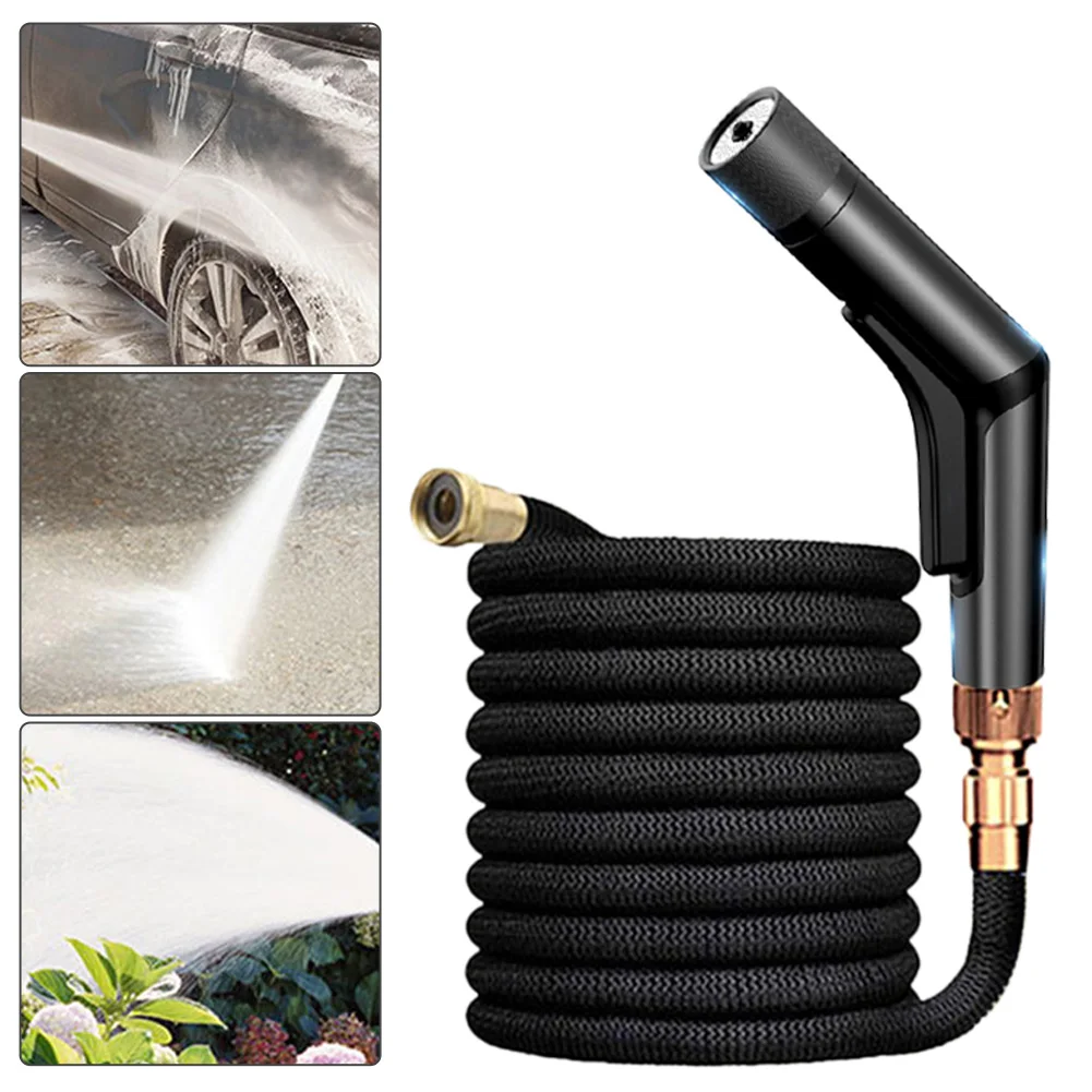

Car Wash Gun High Pressure Washer with Expandable Garden Hose 15m 6 Function Nozzle Car Washing Tool Garden Home Cleaning Kit