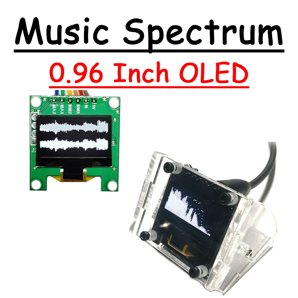 

0.96 Inch OLED Music Spectrum Display Analyzer Screen Amplifier Audio Level Indicator Rhythm Analyzer VU METER Voice control