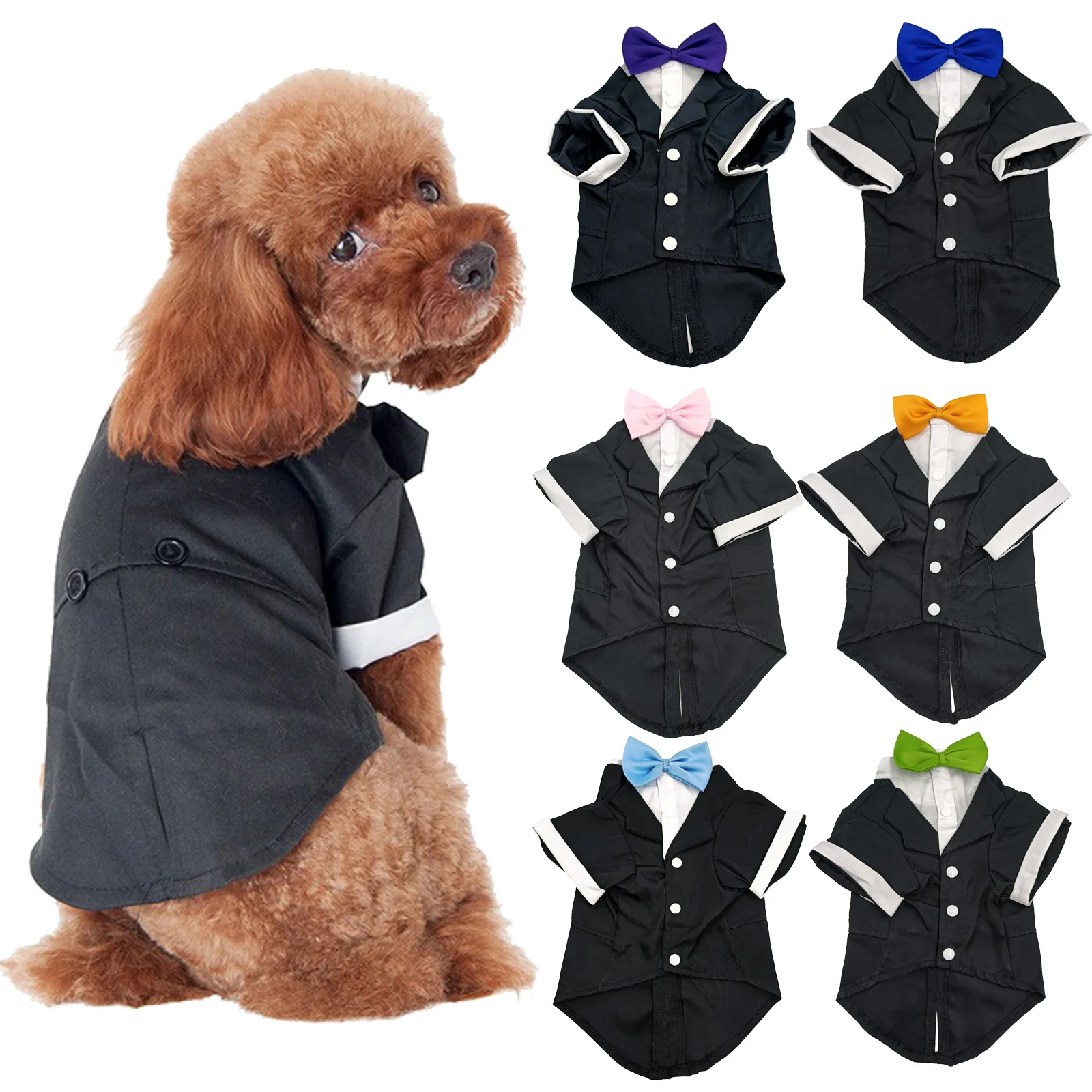 Dog Tuxedo Dog Suit Puppy Pet Tuxedo Wedding Party Costume Dog Prince Bow Tie Shirt Formal Dog Weeding Attire Dogs Cats Clothes