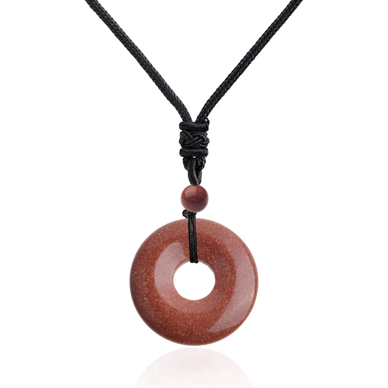 

Red Goldstone Coin Pendant Necklace Healing Chakra Crystal Amulet Lucky Pingan Donut 25/30/40MM Gemstone Protection Women