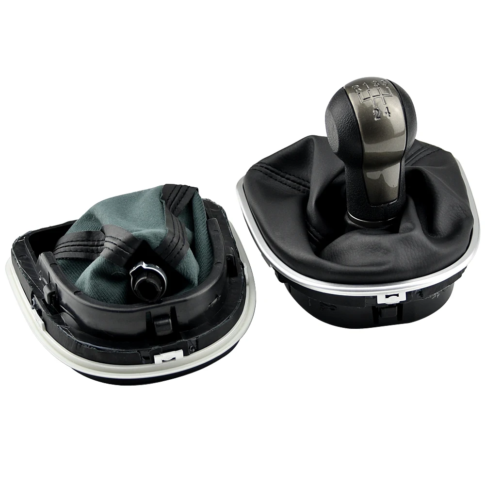 

Gear Shift Knob Lever Shifter 5 6 Speed ABS With Leather Gaiter Complete Sets For Seat Altea 2004-12 Leon II 2005-12 Toledo III
