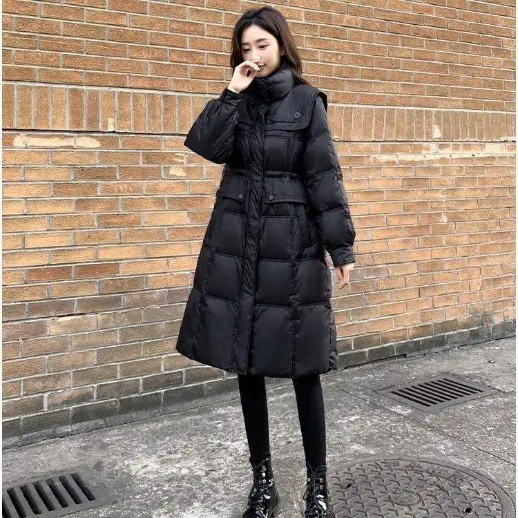 2023 Winter New Women's Cotton Coats Zipper Pockets Female Long Parkas Loose Lady Overcoats Clothes Down Cotton Ladies S70