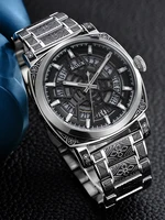 boux seagull st2551 movement 42mm waterproof chronogeaph wristwatch luminous mechanical mens hollow automatic hub watch