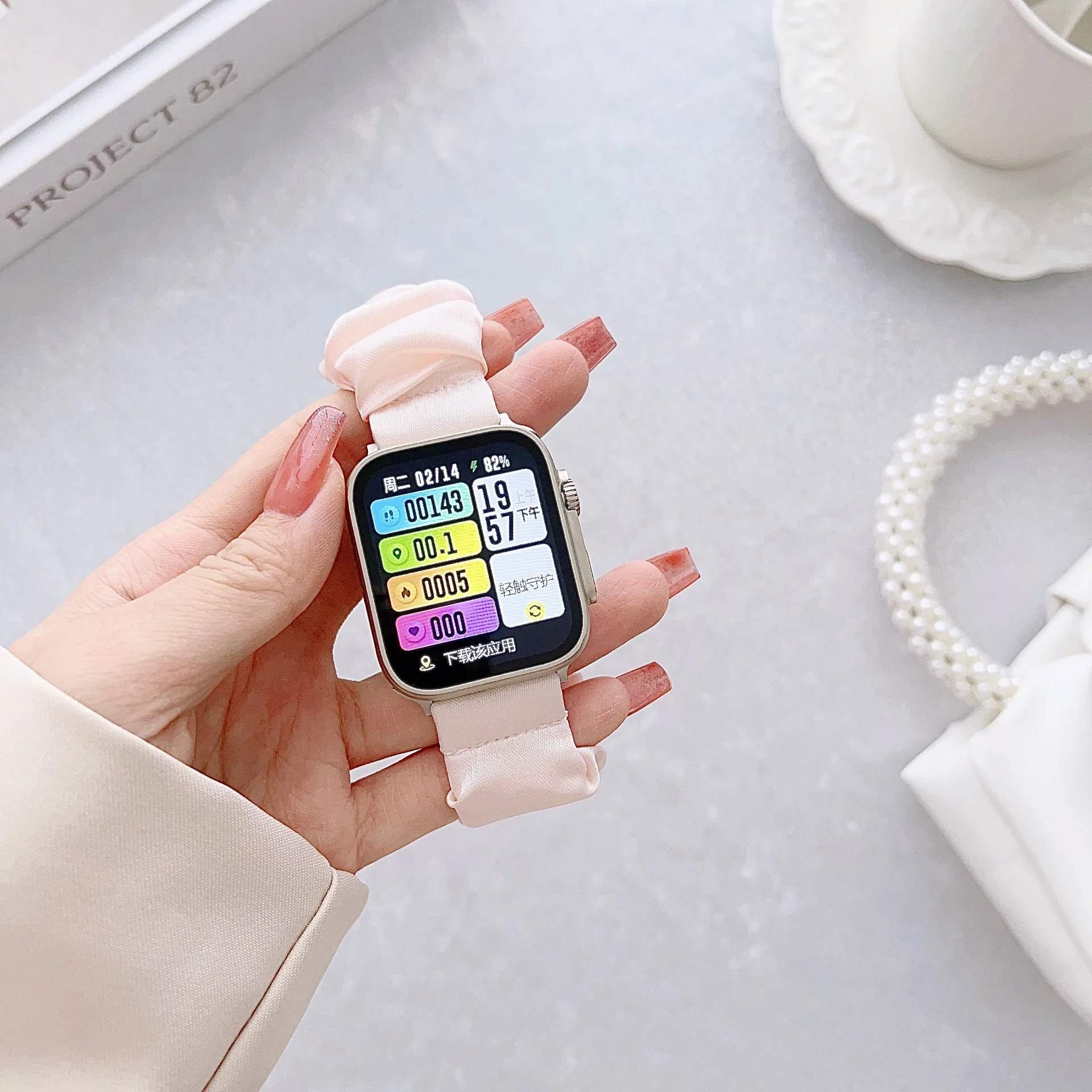 Fashion Hair Ring Strap For Apple Watch 8 7 Band 45 44mm Fabric Wristband for Iwatch Series SE 6 5 4 3 41 40 42 38mm Bracelets