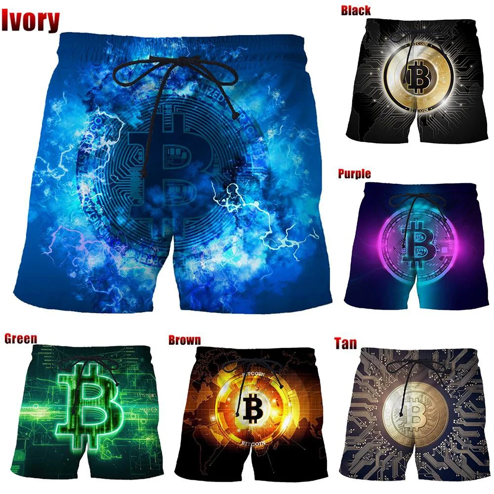 

New Summer Funny 3d Print Shorts Bitcoin Pattern Print Shorts Men/women Casual Comfortable Beach Shorts