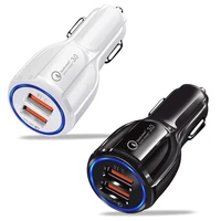 18w dual usb car charger qc 3 0 quick charge adapter for iphone 12 xiaomi samsung mobile phone led fast charging car usb charger