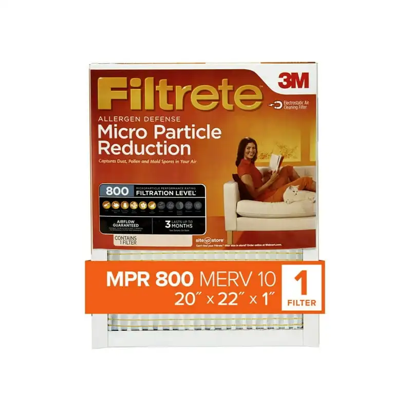 

, 20x22x1, MERV 10, Micro Particle Reduction HVAC Furnace Air Filter, Captures Pet Dander and Pollen, 800 MPR, 1 Filter Sink fil