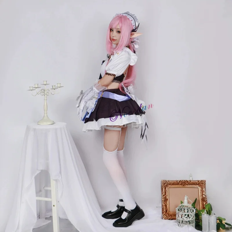Elysia Honkai Impact 3rd Косплей Наряд Горничной Игра Аниме Мисс Розовый Эльф Платье Обувь