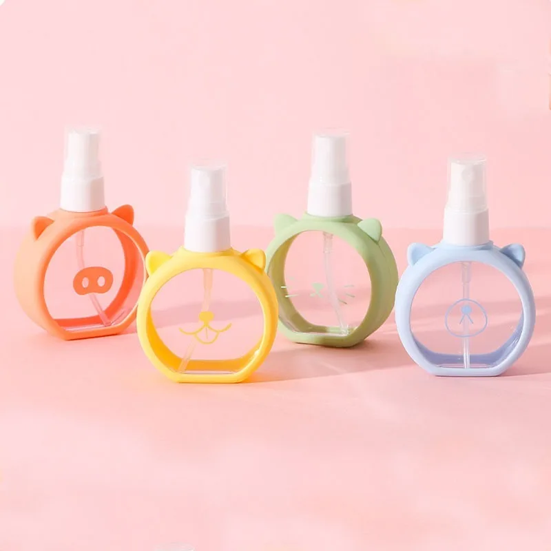 

1pc 55ml Cartoon Mini Spray Refillable Bottle Cute Silicone Cover Perfume Spray Bottle Disinfection Alcohol Fine Makeup Bottle