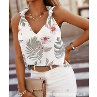 womens vest top summer fashion printed loose v neck vest womens sexy sleeveless floral pullover strap vest