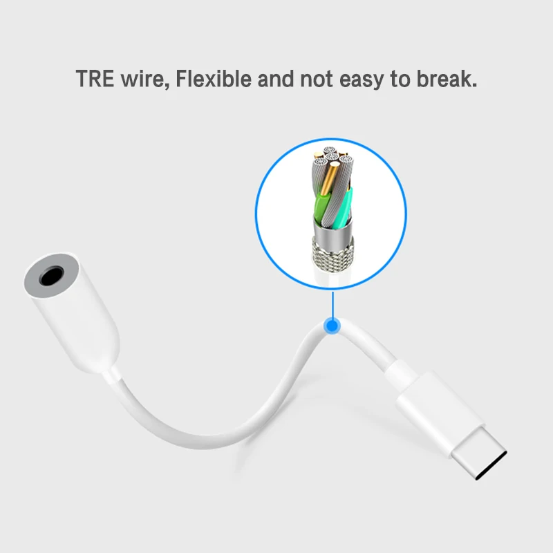 

USB Type C To 3.5mm Earphone Headphone Cable Adapter Conversion Line For Huawei Type C For Huawei Smartphone Accessory