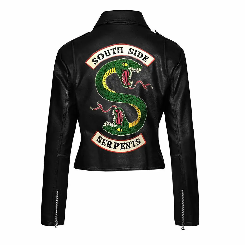 Women Faux Leather Biker Jacket Serpents Jughead Jones Genuine Leather Jacket Coat