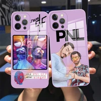 pnl qlf rapper singer glass phone case for iphone 13 12 11 pro max x xs xr 8 7 plus 12 13 mini purple lens protection cover