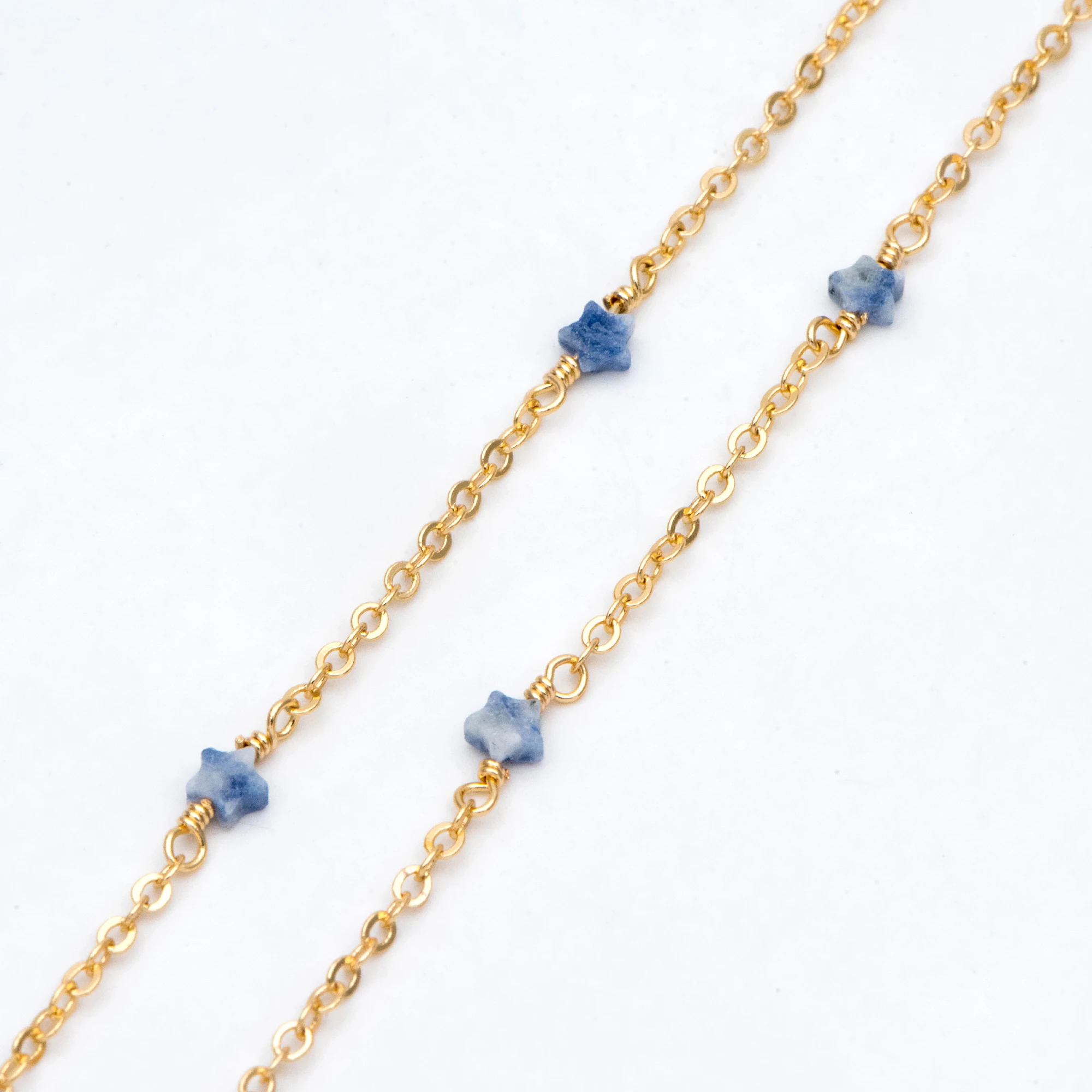 

Цепочка со звездами и бусинами, цепочка со звездочками из драгоценных камней, латунь с покрытием из 18-каратного золота, цепочка с каменными ...