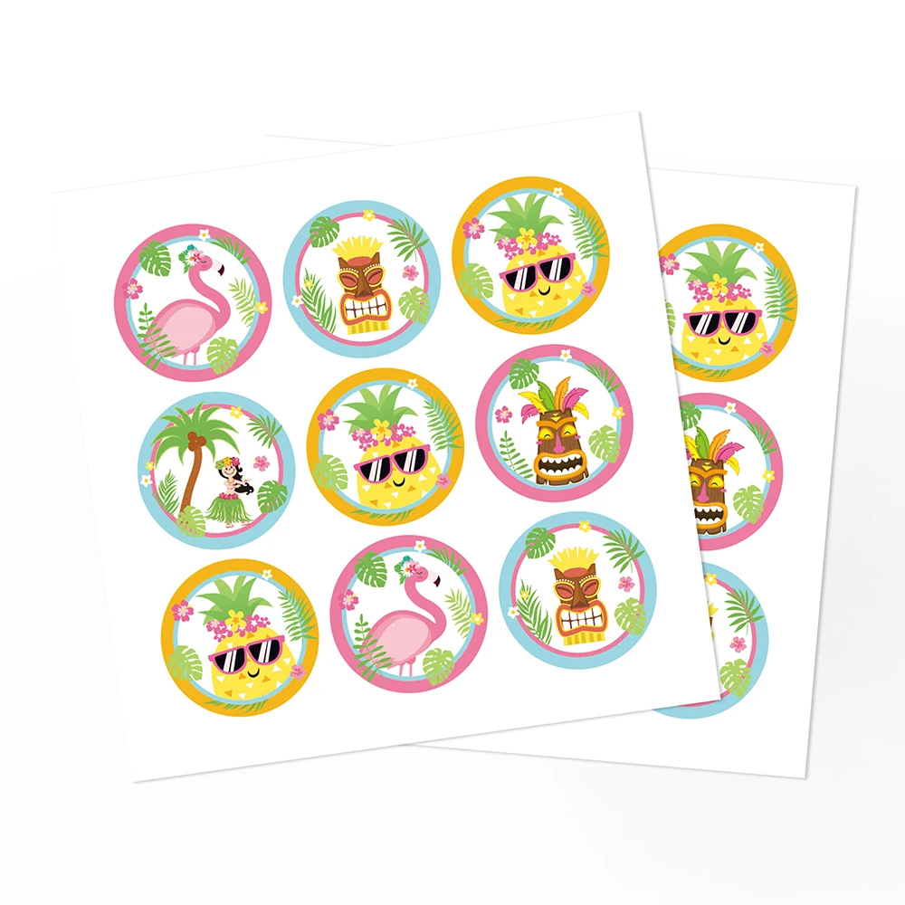

KK009 180pcs Cartoon Animal Hawaii Flamingo Pineapple Birthday Party Gift Bags PVC Stickers Cake Bottle Waterproof Decors Label
