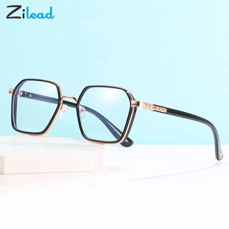 

Очки Zilead при близорукости для мужчин и женщин, Модные металлические крупные очки с защитой от сисветильник, с диоптриями-1,0-1,5-2,0