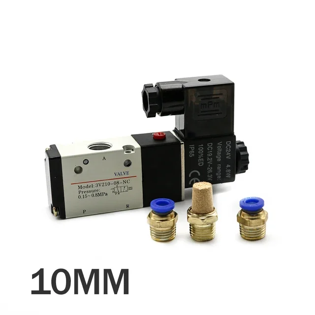 Пневматический электромагнитный клапан 3V210-08 DC12V DC24V AC110V AC220V 3-ходовой 2-позиционный воздушный регулирующий клапан Газовый магнитный клапан