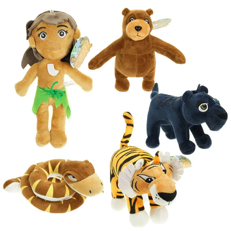 Disney Anime Plushes The Jungle Book Plush Cute Kawaii Forest Prince Mowgli Tiger Panther Giant Python Wolf Kids Bear Toys