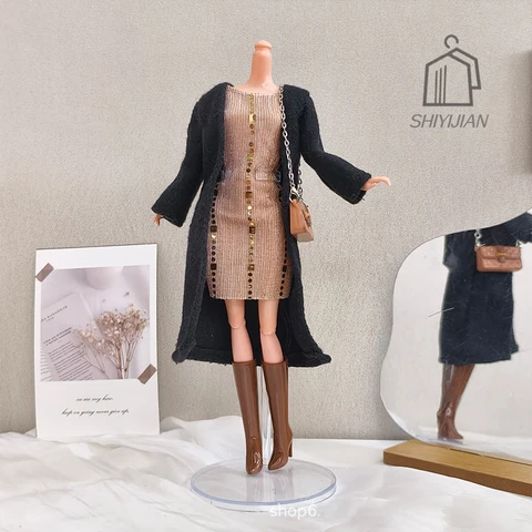 Аксессуары для куклы 30 см Babi, платье с блестками, шаль, куртка, сумка, ботинки