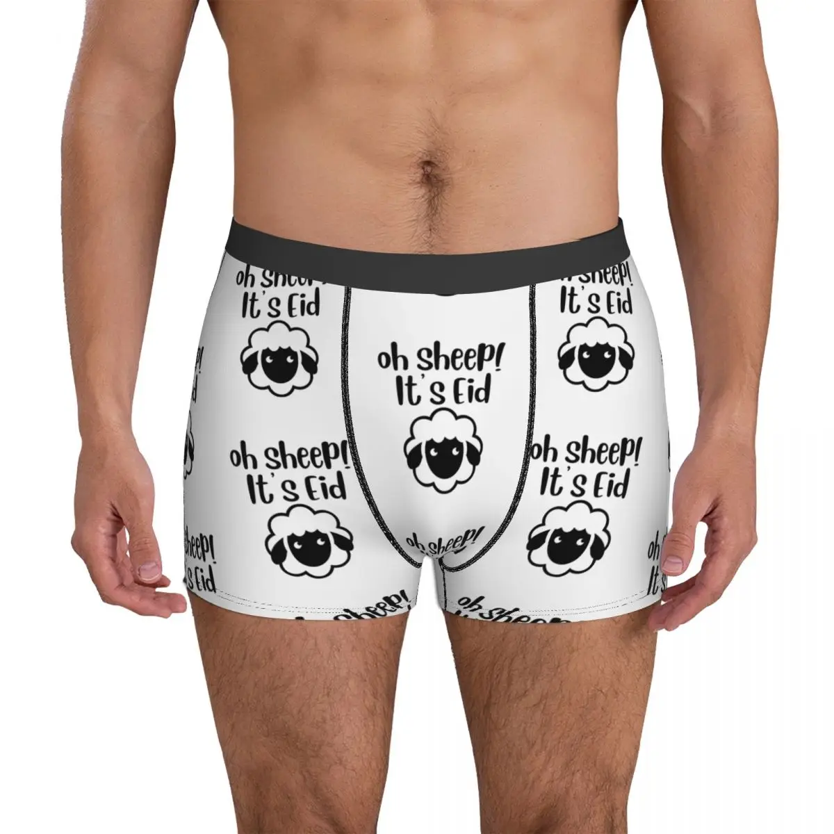 

Eid Mubarak Underwear oh sheep it is Eid Funny Male Panties Custom Funny Trunk Trenky Boxer Brief Big Size 2XL