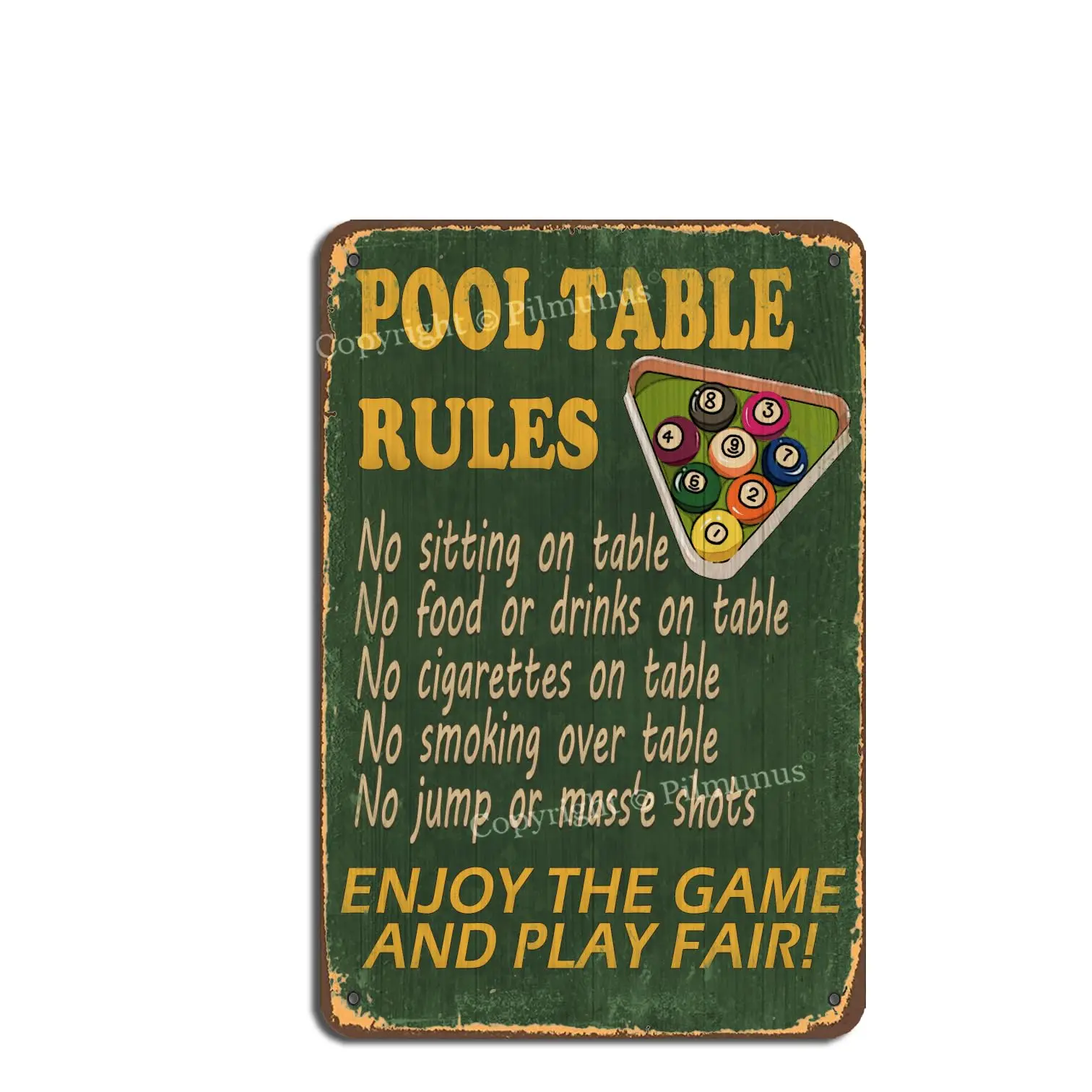 Бильярдный стол с надписью в виде Жестяного стола