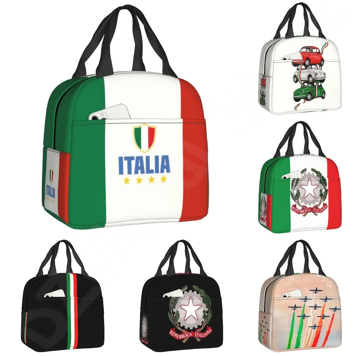 

Flag of Italy Lunch Bag Women Italian Patriotic Resuable Cooler Thermal Insulated Lunch Box for Work School Picnic Food Bags