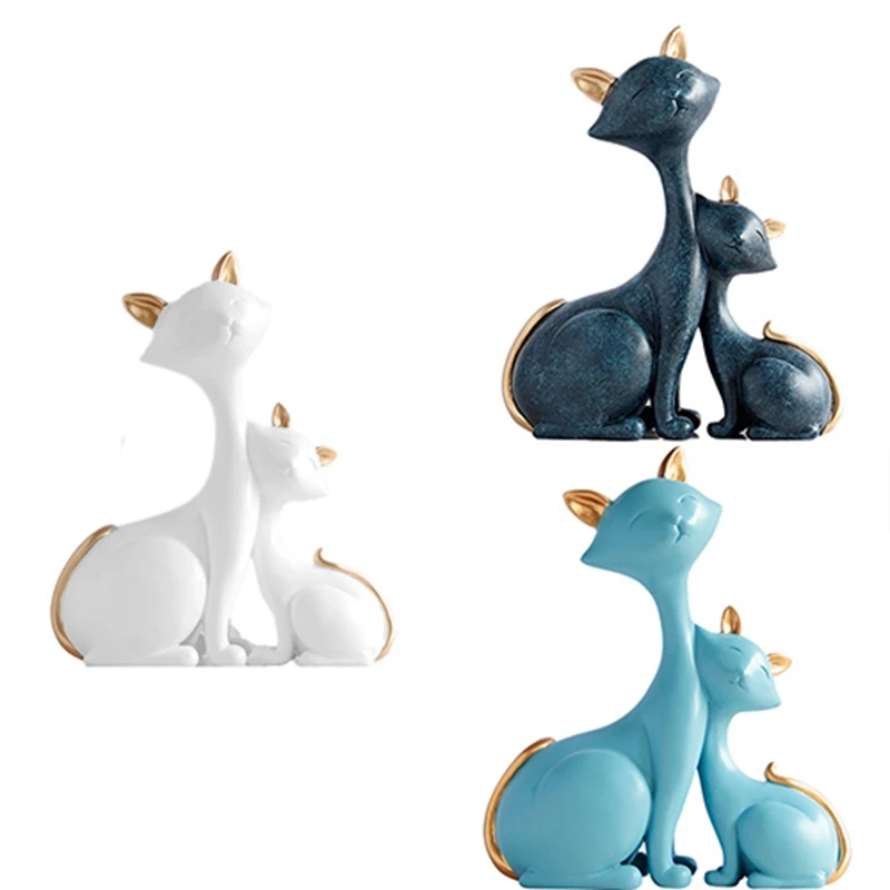 

Resin Cat Figurines Decorative Animals Desktop Gift Cat Statue Ornaments Home Decoration Living Room Accessories