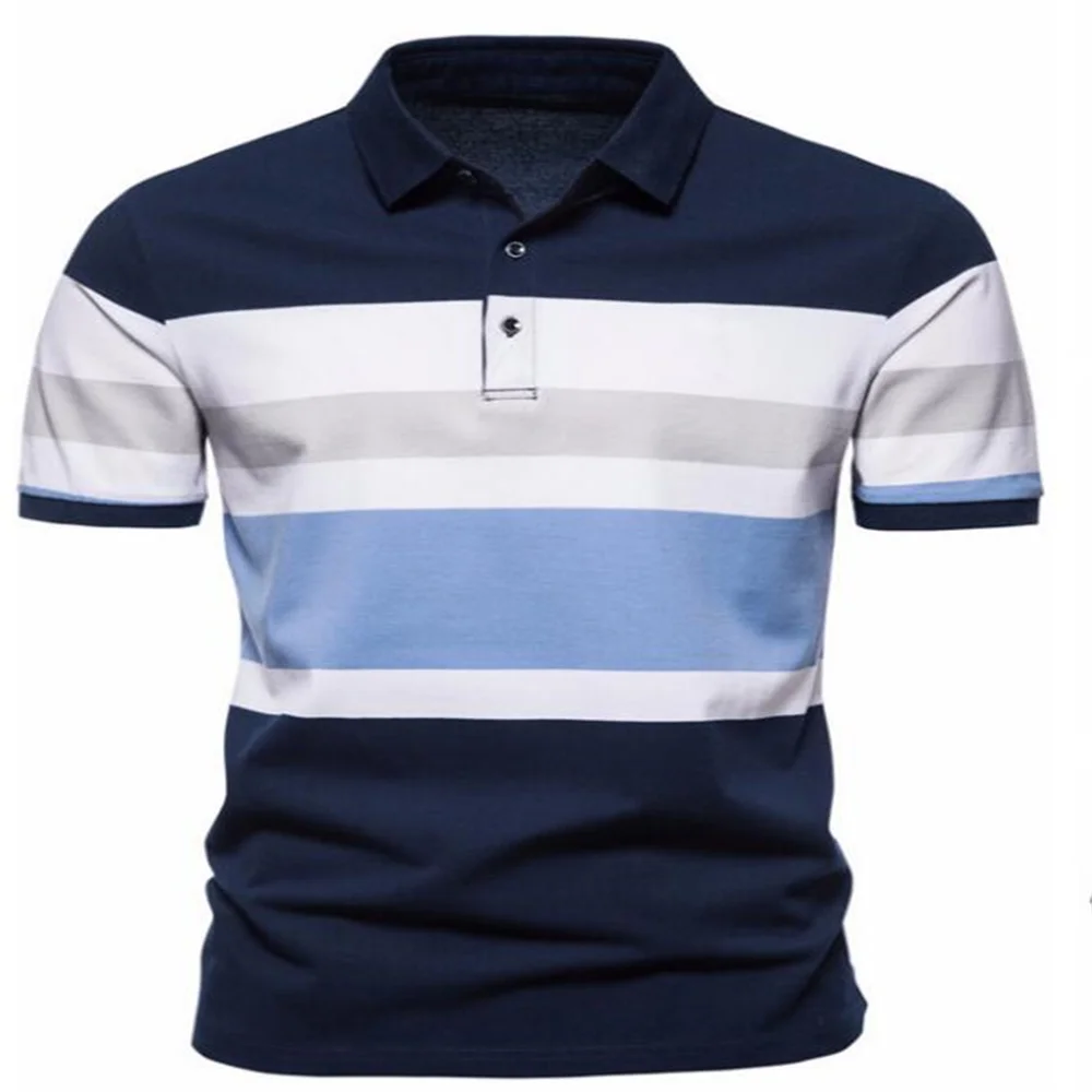 

Мужская футболка-поло в полоску, Повседневная модная футболка-поло с коротким рукавом, лето 2022