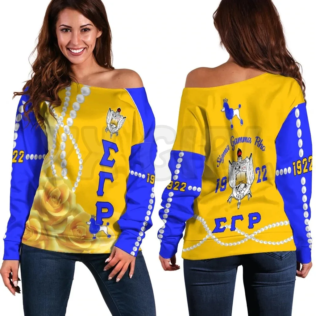 YX GIRL Sigma Gamma Rho Yellow Tea Rose 3D Printed Novelty Women Casual Long Sleeve Sweater Pullover