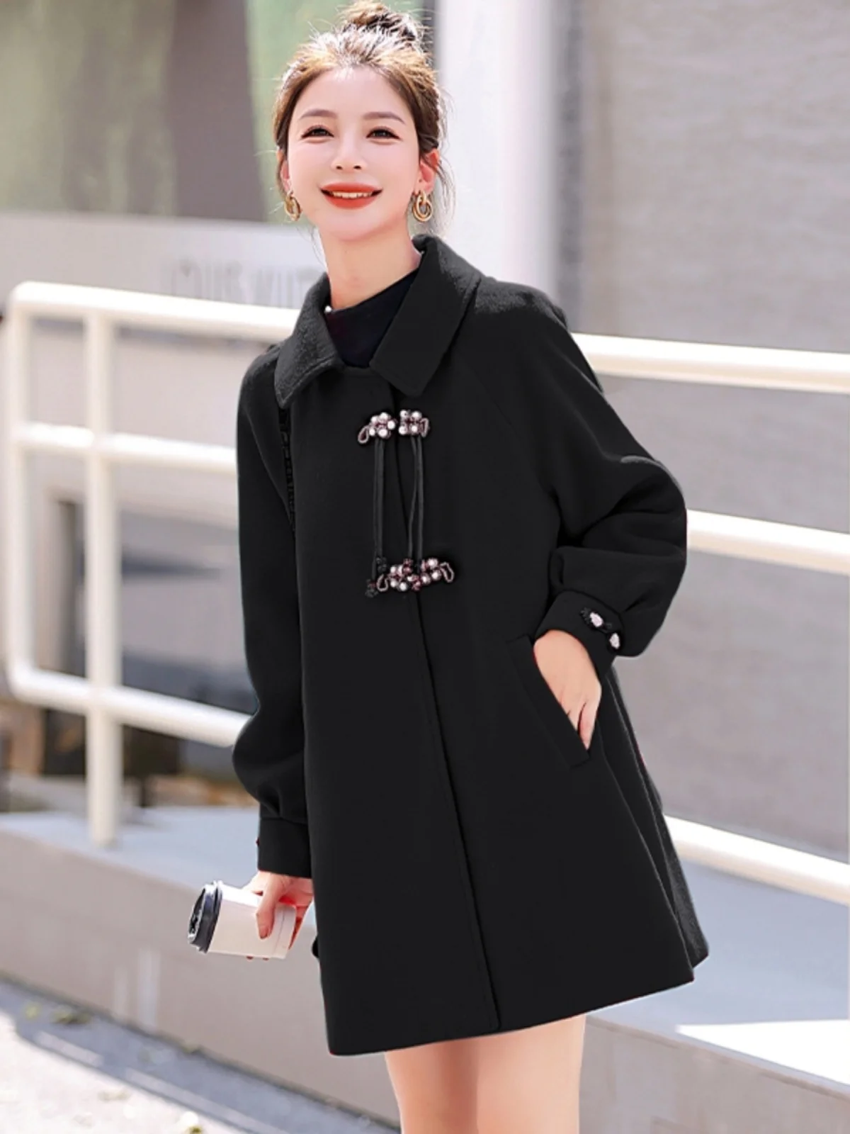 Jiaxing фиолетовое двустороннее шерстяное пальто для женщин новинка 2024