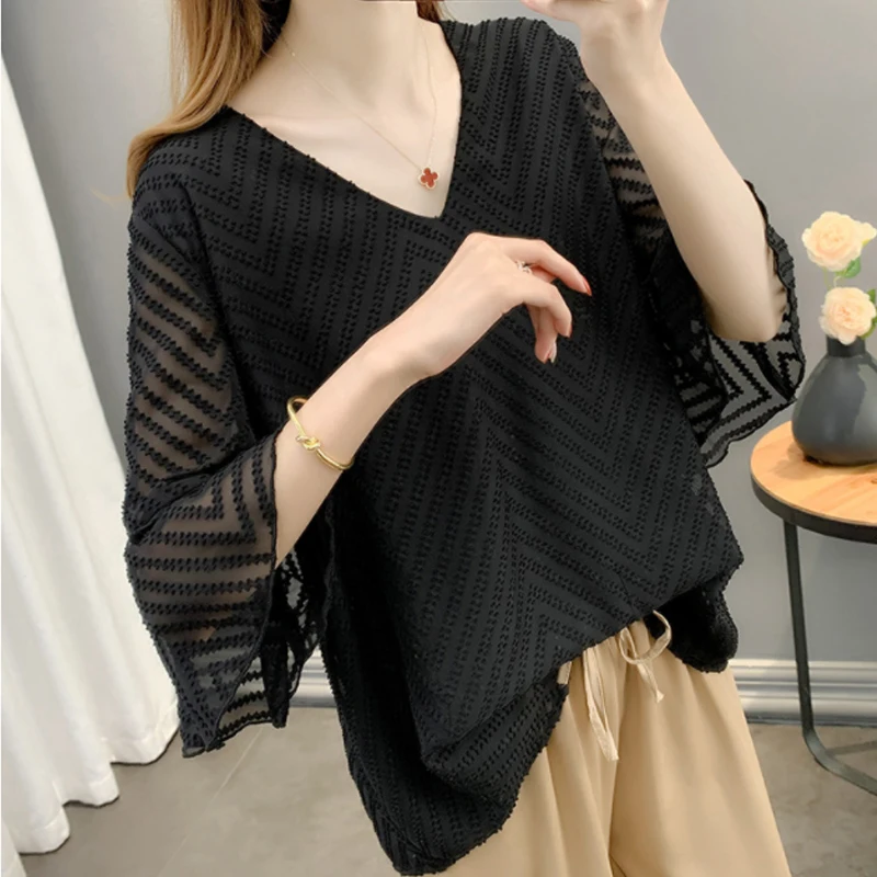 

Женские топы с V-образным вырезом, белые футболки с коротким рукавом, элегантный однотонный Универсальный удобный Дамский Топ, дышащая своб...