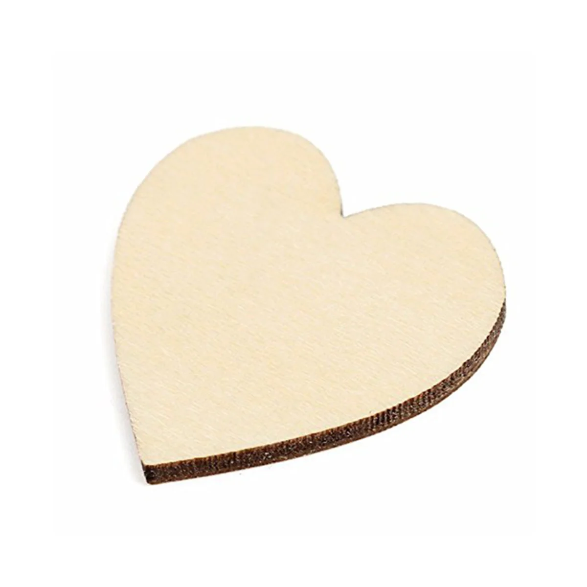 

50pcs 60mm Blank Heart Wood Slices Discs for DIY Crafts Embellishments (Wood Color)