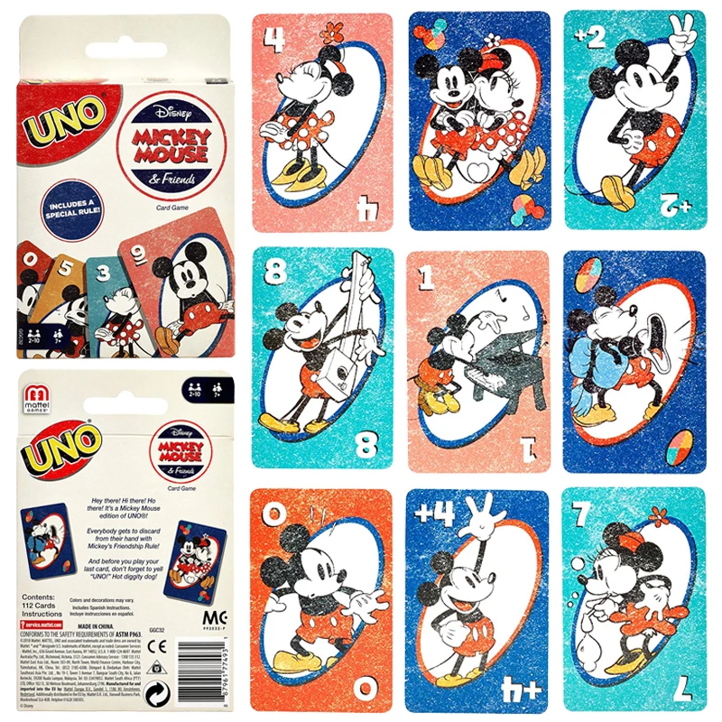 

UNO Disney Mickey Mouse and Friends Card Game Board Games for Adults Family Funny Playing Cards Poker Parent-child Gamed