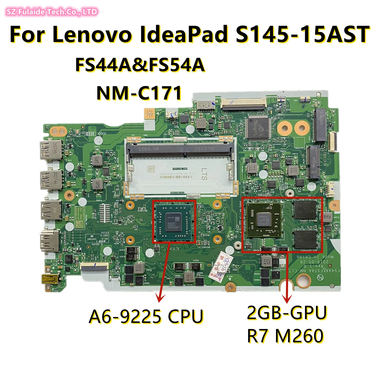 

FS44A & FS54A NM-C171 для Lenovo Ideapad S145-15AST материнская плата для ноутбука с процессором A4 A6 A9 R7 M260 2 Гб GPU 100% протестирована