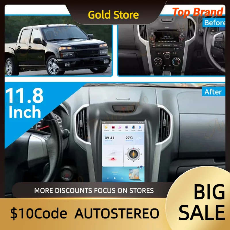 

Carplay Android для Chevrolet S10 для ISUZU D-MAX Tesla Style автомобильный мультимедийный плеер авторадио навигация головное устройство Satnav