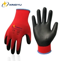 work gloves ce en388 red black pu coated working gloves for garden housework mechanic safety protective gloves women men gloves
