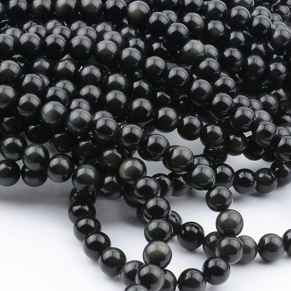 Натуральные радужные обсидиановые круглые бусины россыпью 8 5 мм LOBR8/5M231