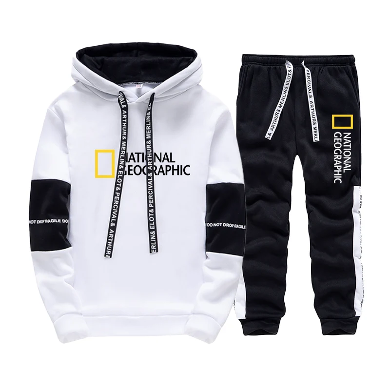

2022 Men's Set National Geographic Casual Hoodies Sweatshirt and Sweatpants Set Print Jogging Sports Tracksuit Suit S-3XL