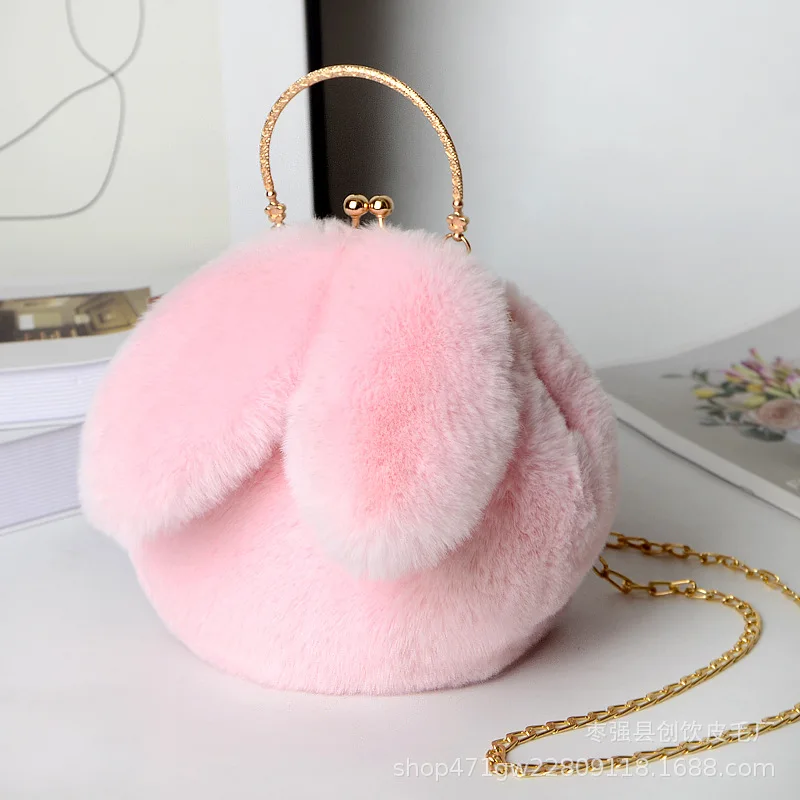 

2022 New Women Plush Mini Shoulder Bag Female Messenger Bags Purses Soft Cute Rabbit Ears Crossbody Bags for Women Sac A Main