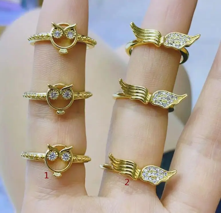 

1pcs wing Copper CZ Women Rings Simple Zircon Ring For adjustable Jewelry Engagement rings adf3a