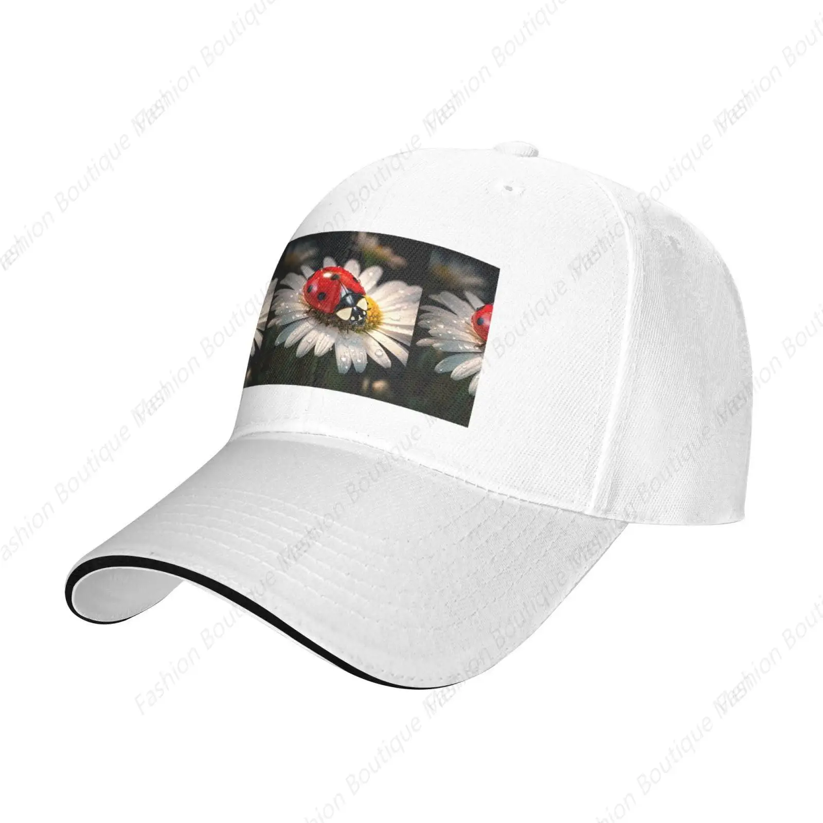 Кепки с натуральным божьим коровкой и цветочным принтом фуражки шляпа