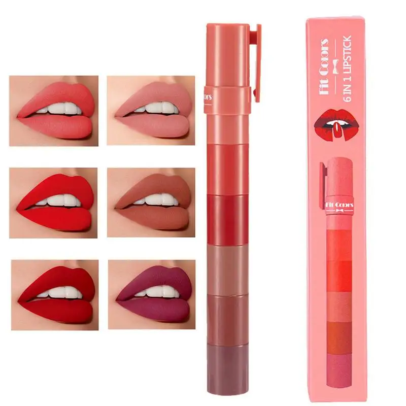 

Lipstick Set 6 In 1 Lipstick For Women Lipstick Matte Lip Gloss Non-Stick Cup Not Fade Waterproof For Office Dating