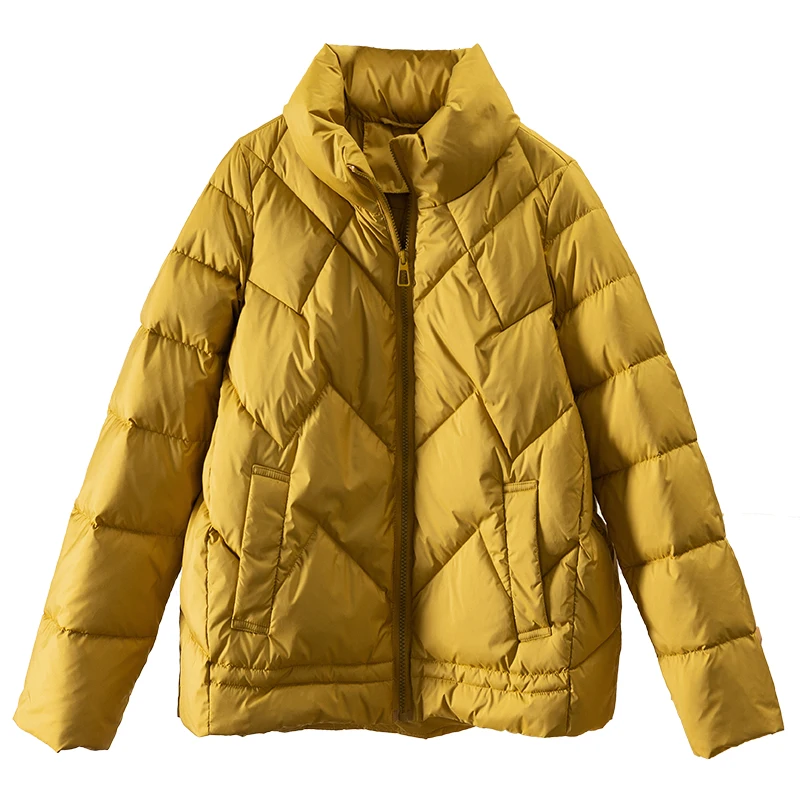Shuchan 90% White Duck Down Jackets for Women Casual Autumn/Winter Coat Women Wide-waisted Zipper Thin Down Jacket