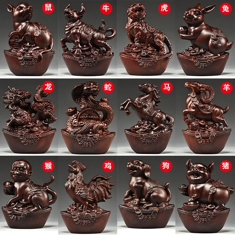 Набор из резьбы по дереву двенадцать украшений зодиака массива дерева мыши