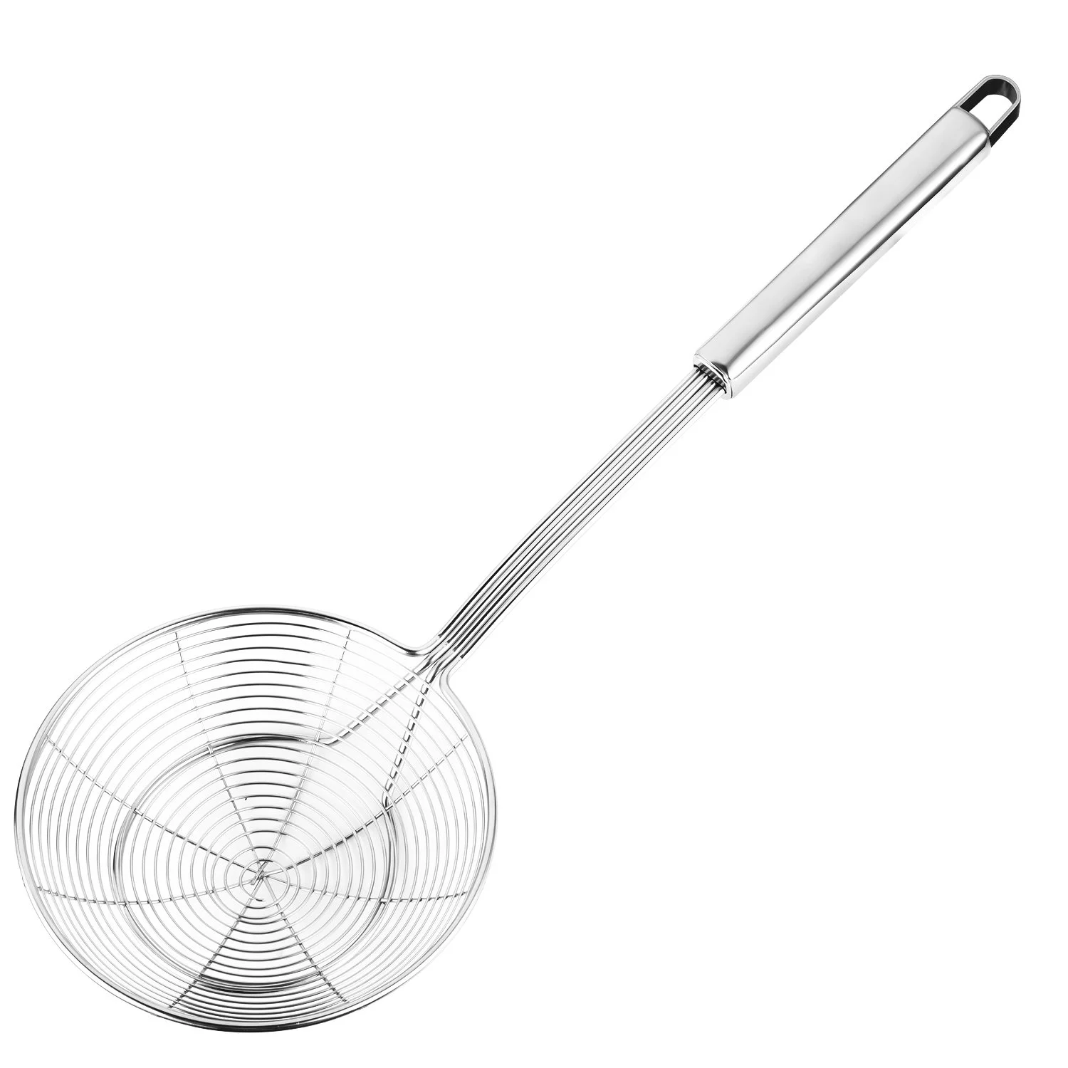 

Solid Stainless Steel Spider Strainer Skimmer Ladle for Cooking and Frying, Kitchen Utensils Wire Strainer Pasta Strainer Spoon