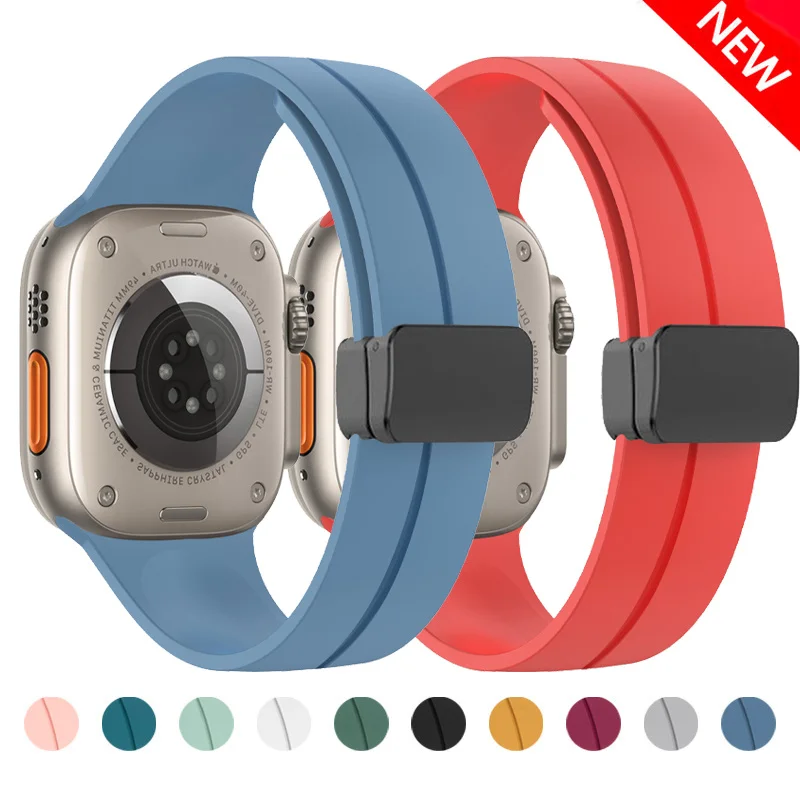 

Magnetic Strap For Apple watch band 44mm 45mm 49mm 40mm 41mm 42mm 38mm 45 mm Silicone Bracelet iWatch Series 7 8 se 6 5 3 ultra